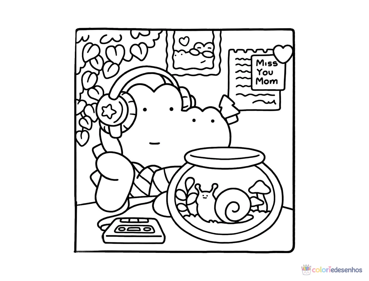 Desenho de Cute & Comfy para imprimir e colorir para colorir