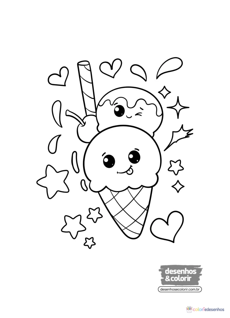 Desenhos de Kawaii para colorir