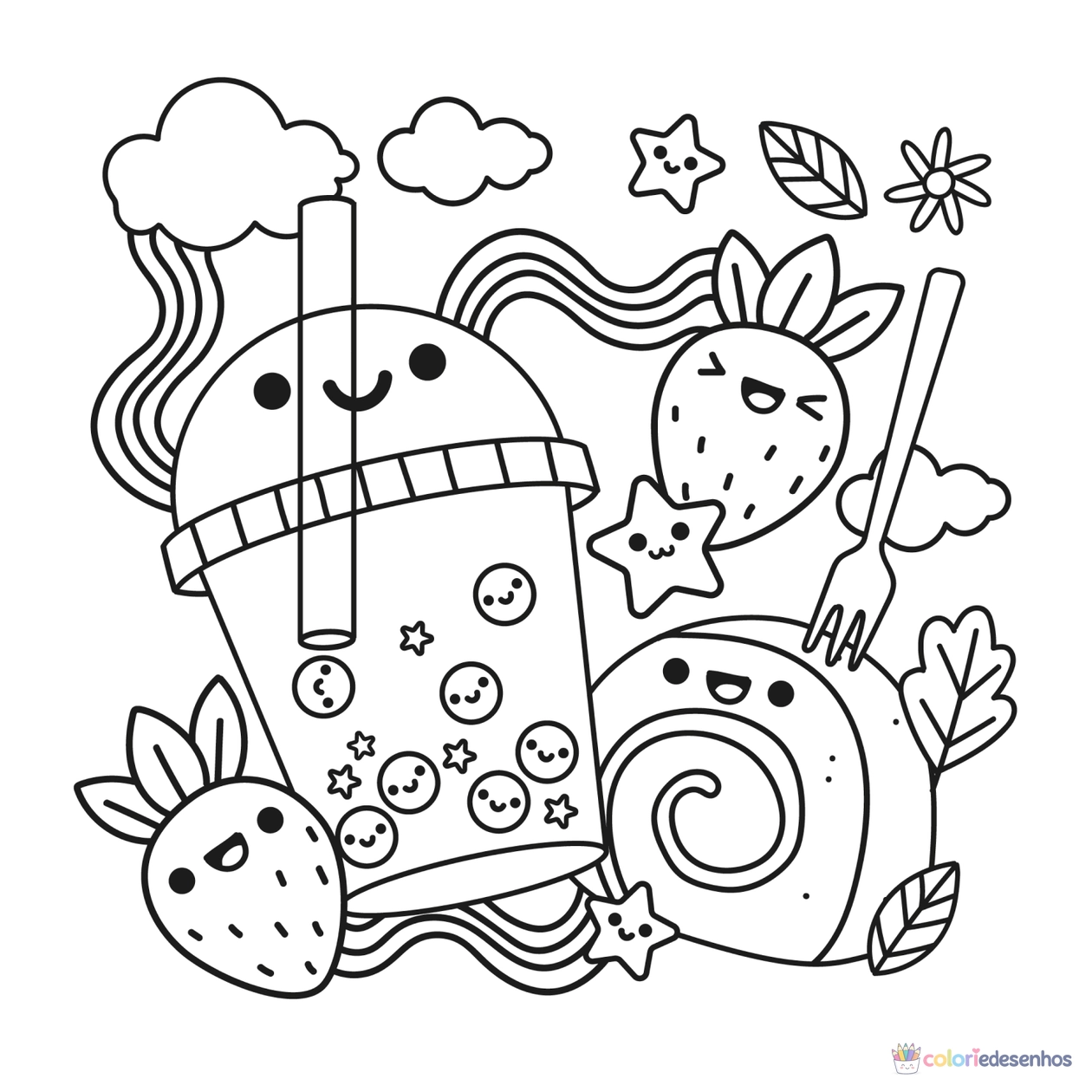 Kawaii para colorir