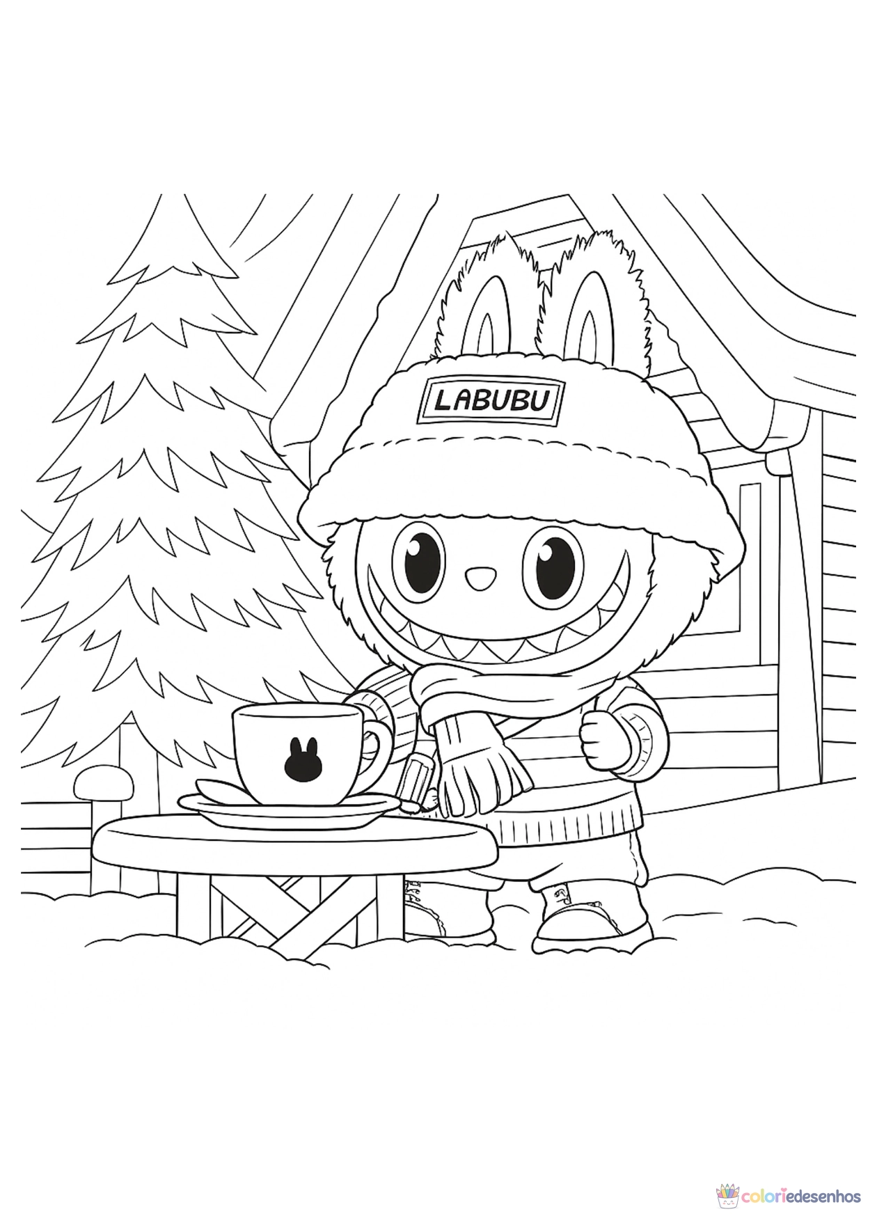 Labubu para imprimir e colorir para colorir