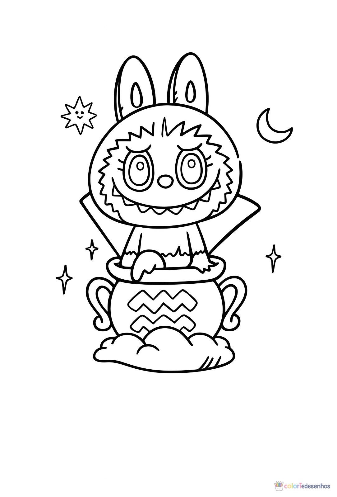 Labubu para imprimir e colorir para colorir