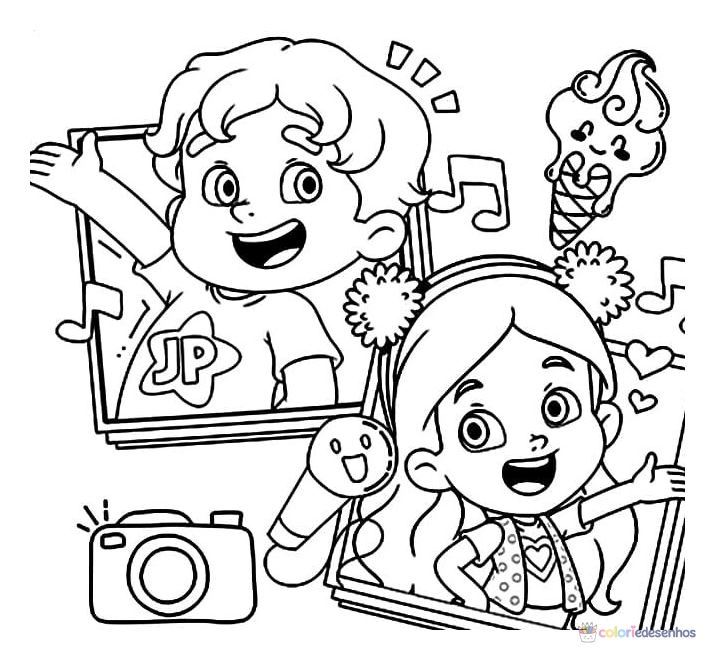 Maria Clara e JP para colorir
