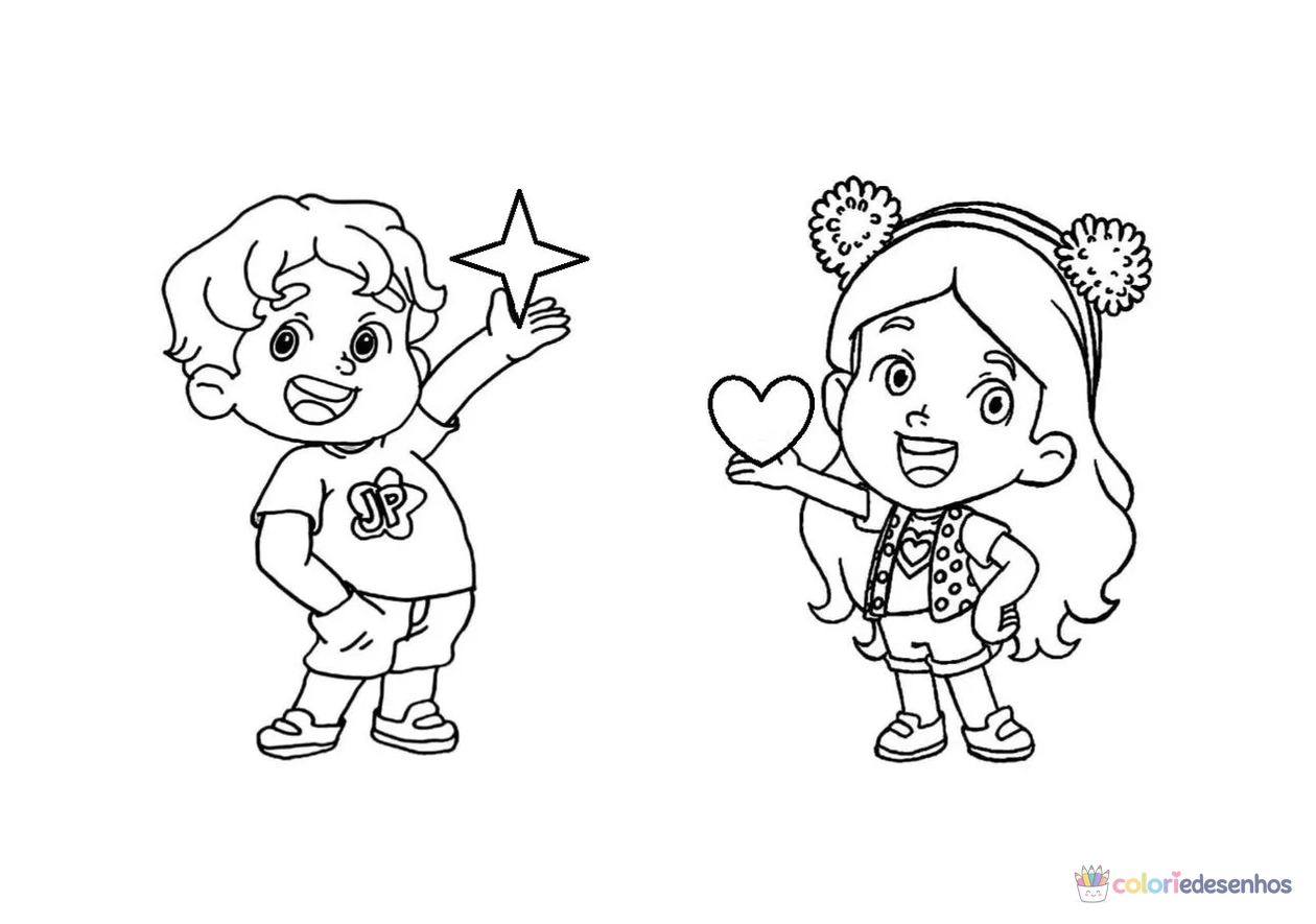 Maria Clara e JP para colorir