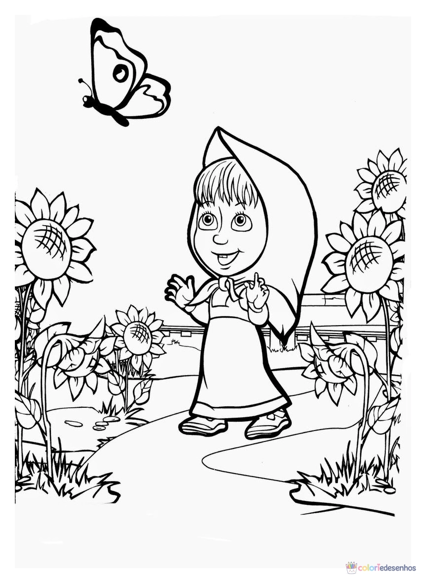 Masha e o Urso (Marsha) para colorir