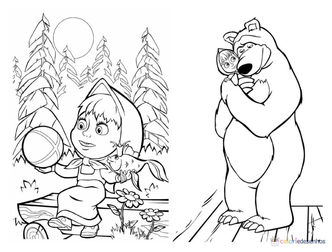 Masha e o Urso (Marsha) para colorir