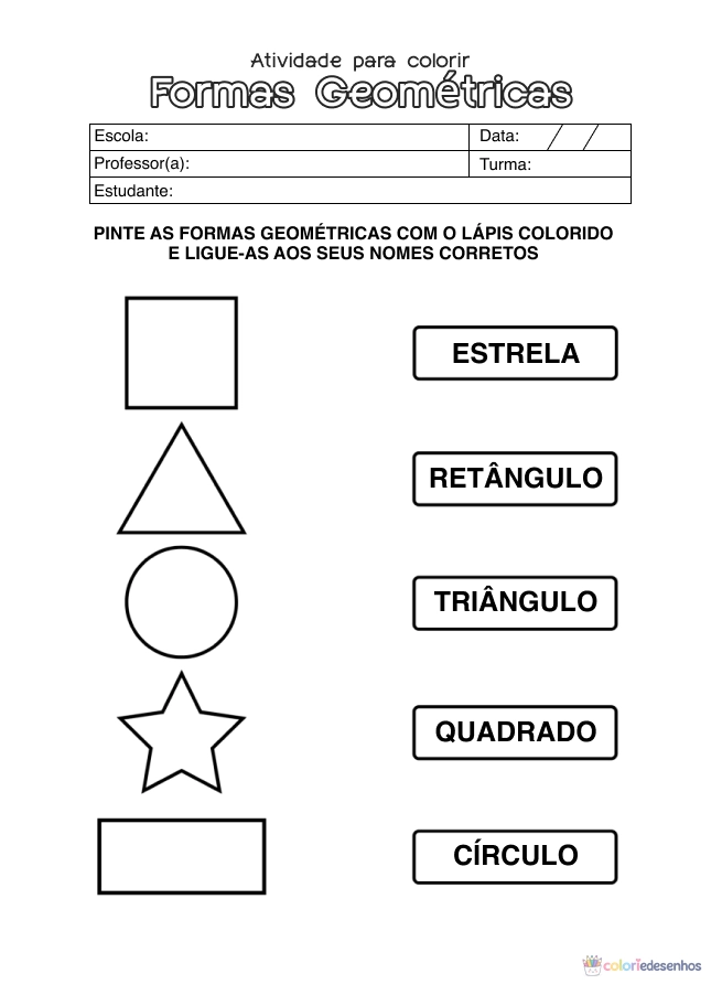 Atividade de matemática sobre Formas Geométricas para colorir