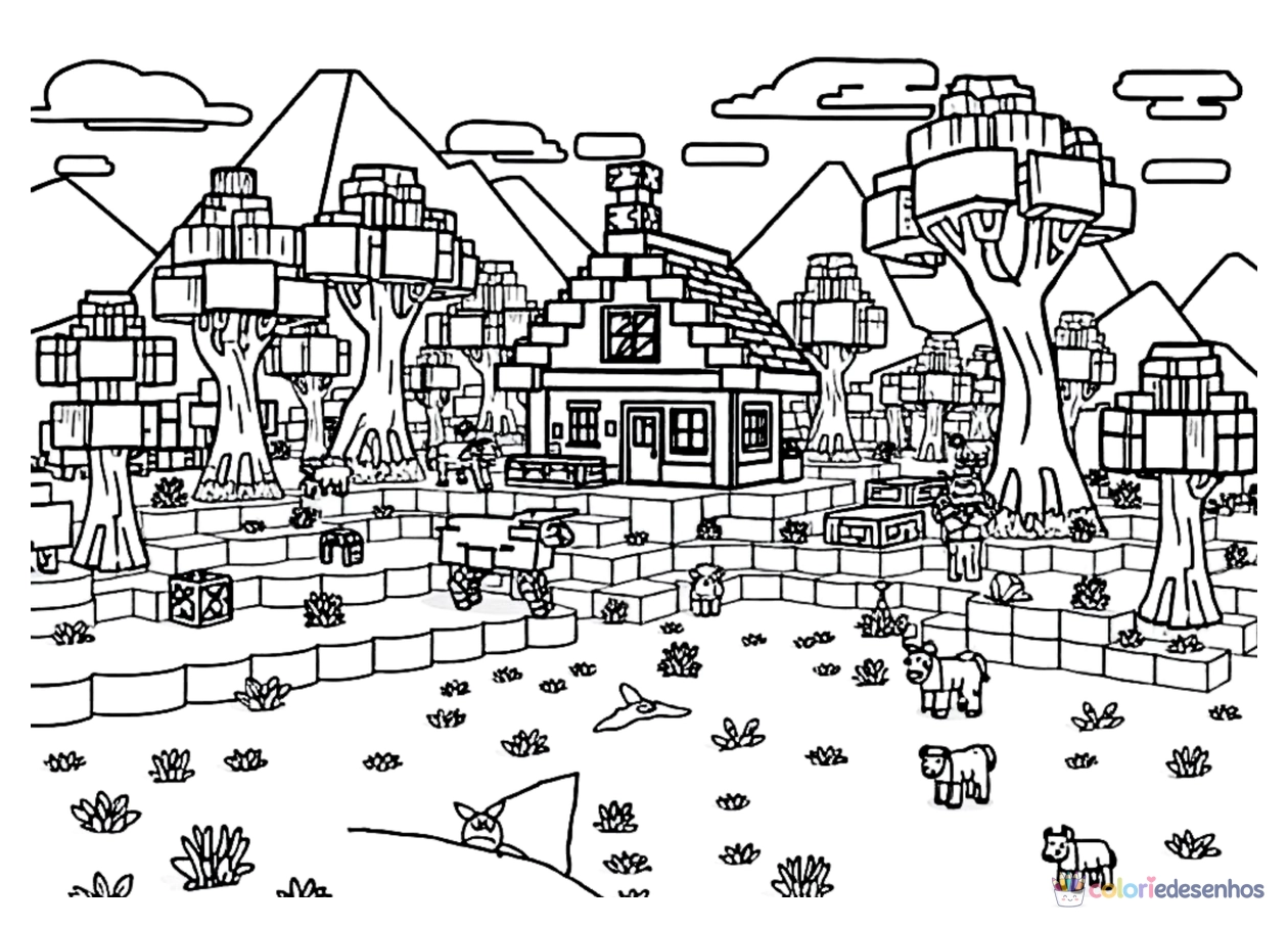 Minecraft para imprimir e colorir para colorir