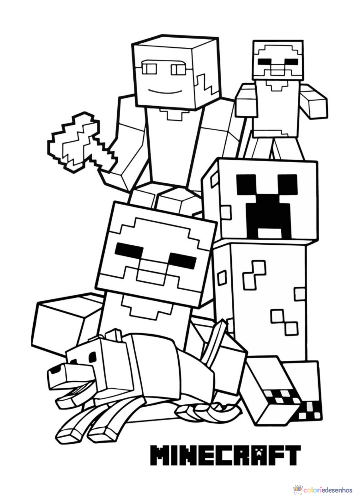 Minecraft para imprimir e colorir para colorir