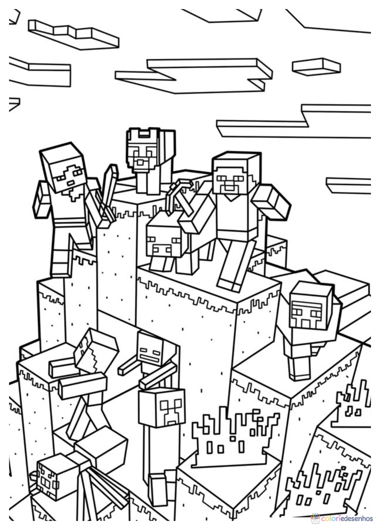 Minecraft para imprimir e colorir para colorir