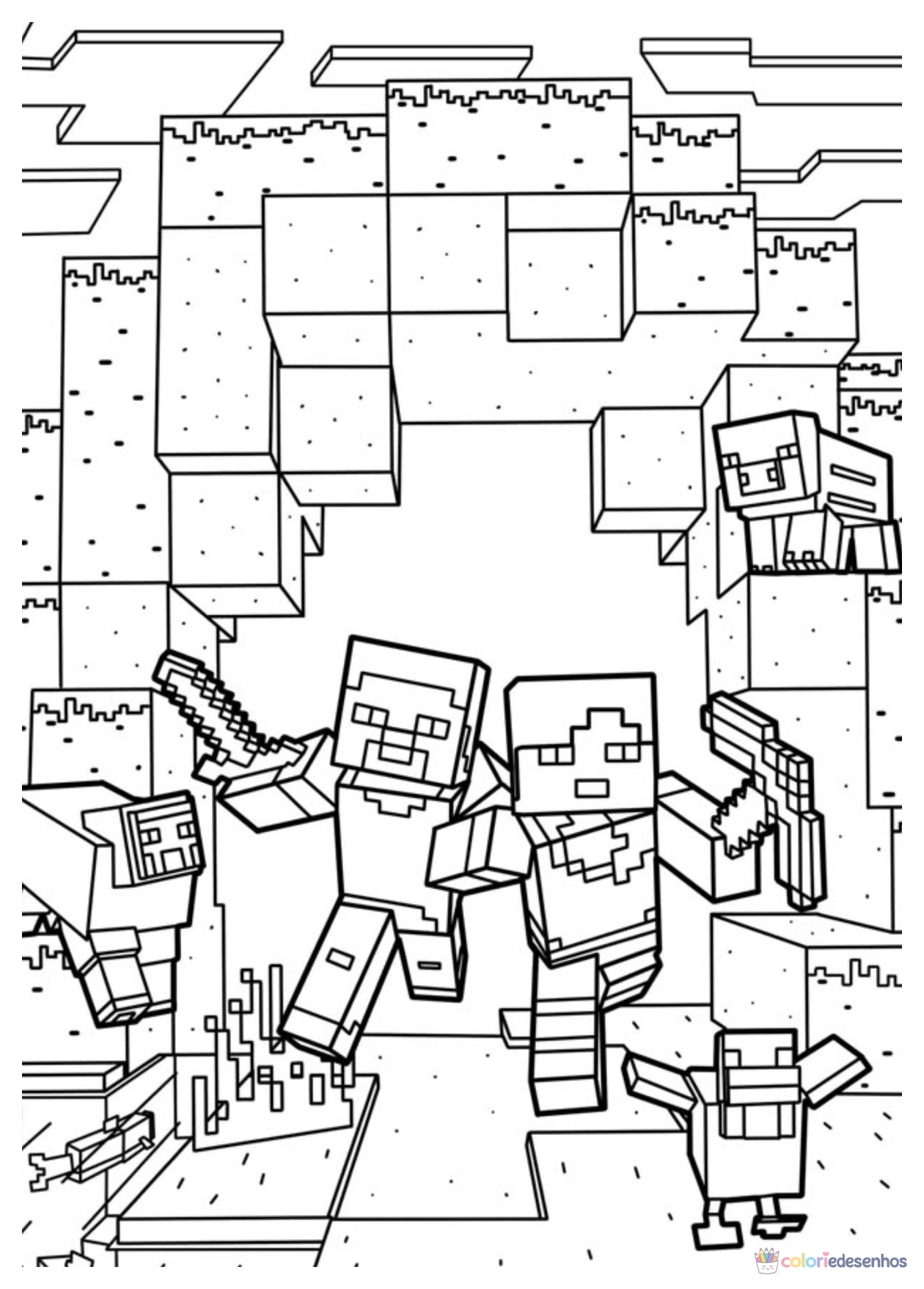 Minecraft para imprimir e colorir para colorir