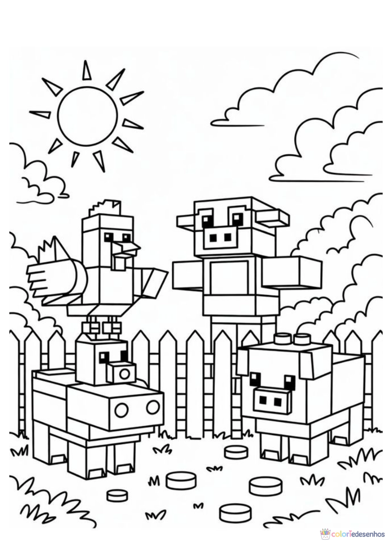 Minecraft para imprimir e colorir para colorir