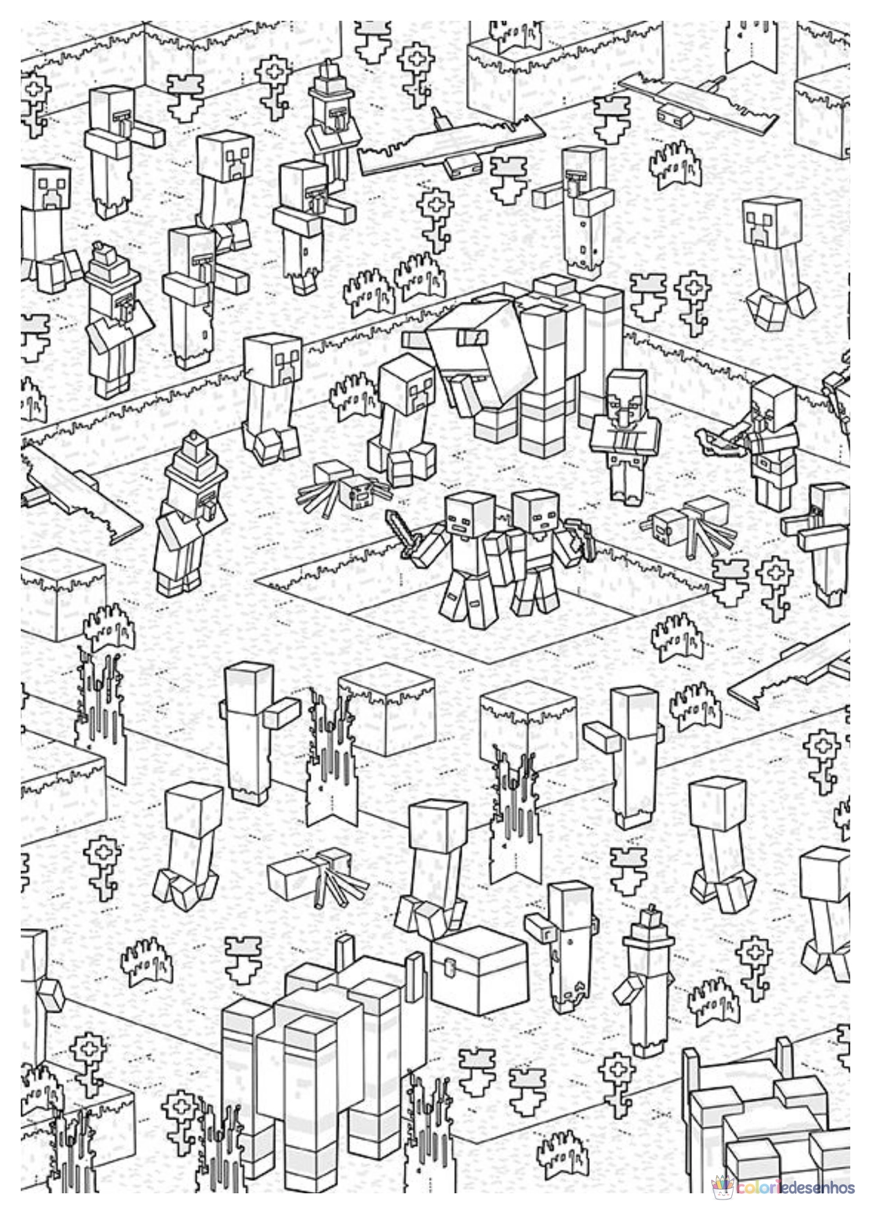 Minecraft para imprimir e colorir para colorir