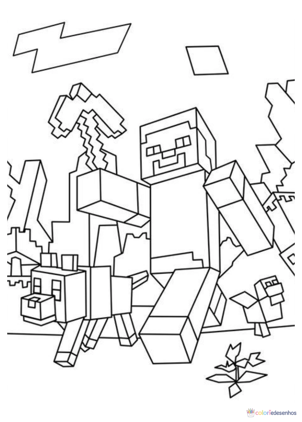 Minecraft para imprimir e colorir para colorir