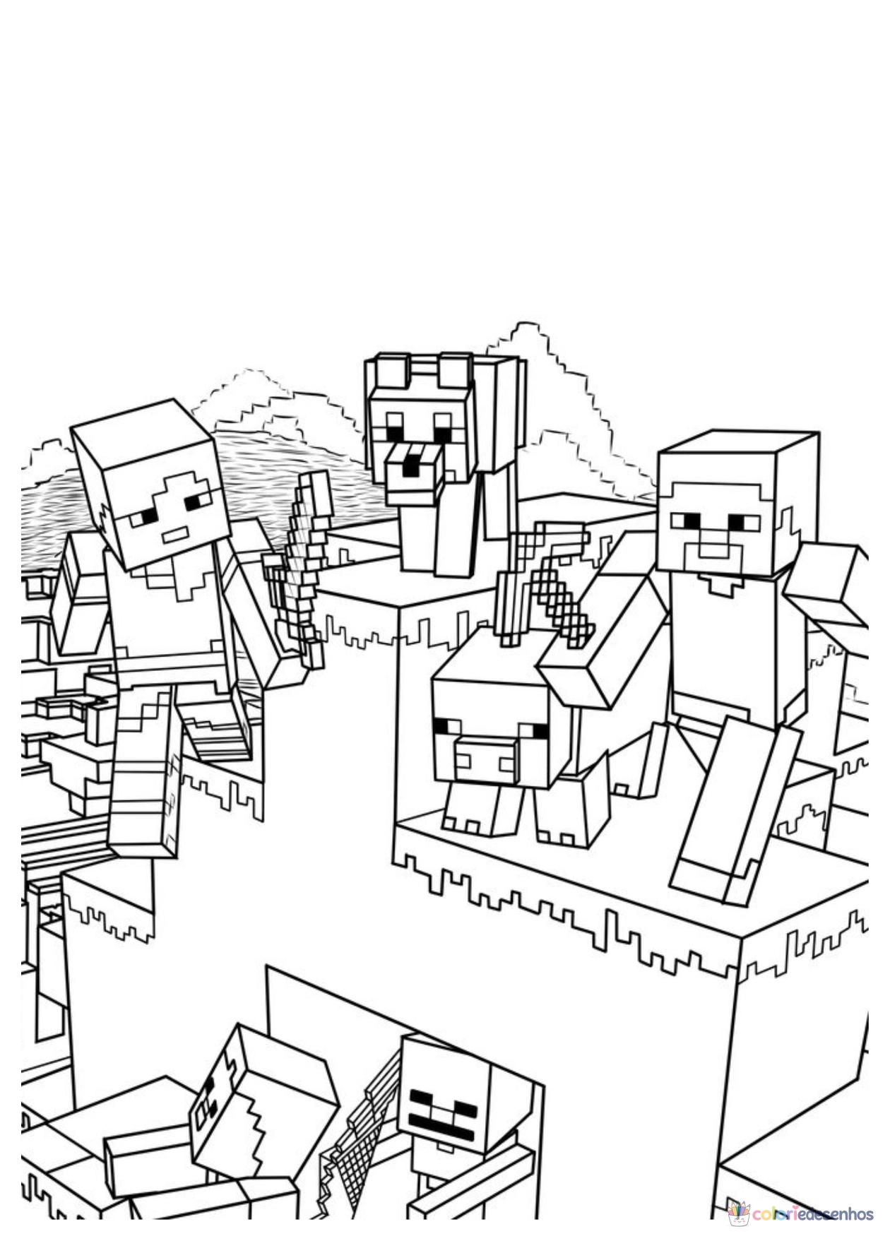 Minecraft para imprimir e colorir para colorir