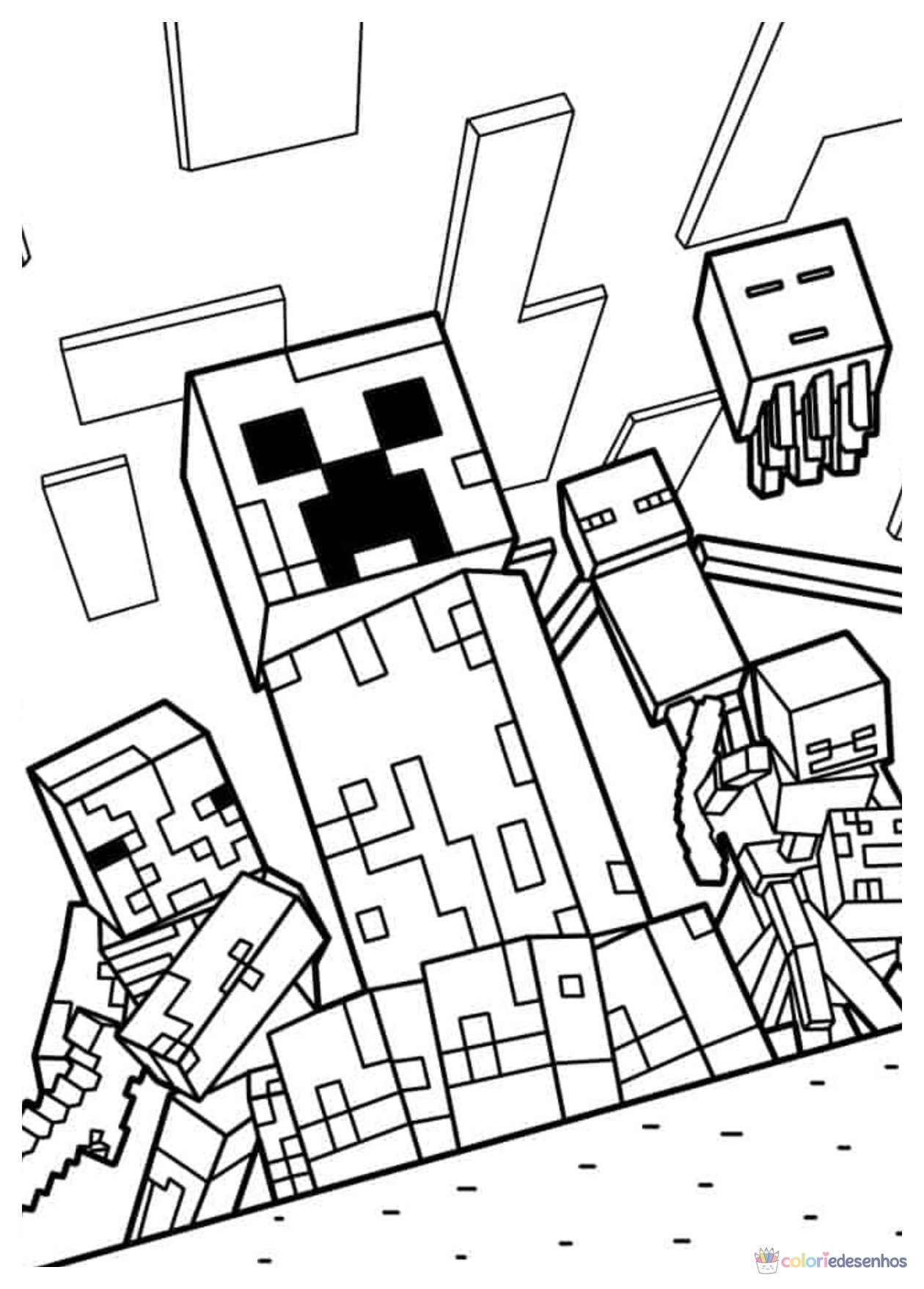 Minecraft para imprimir e colorir para colorir