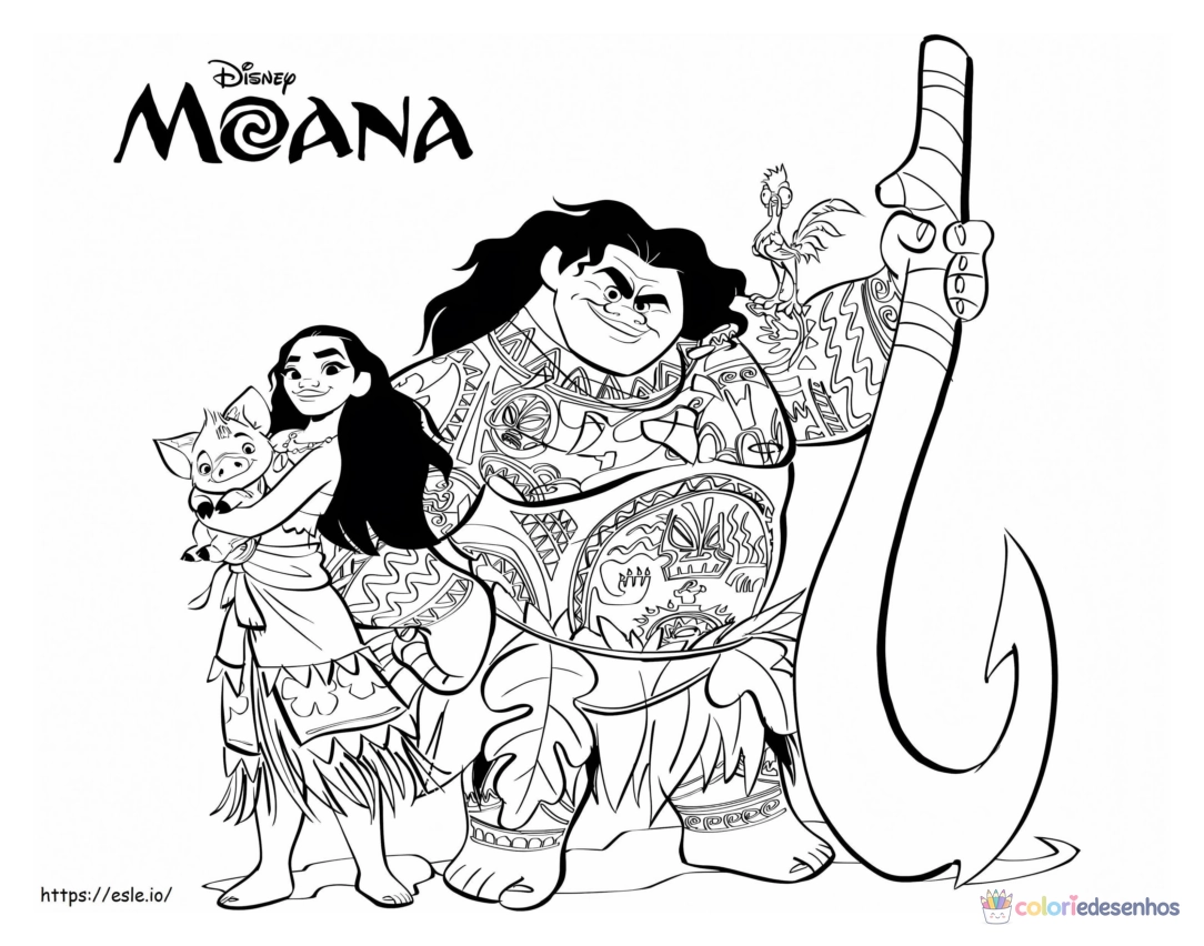 Desenhos de Moana para colorir