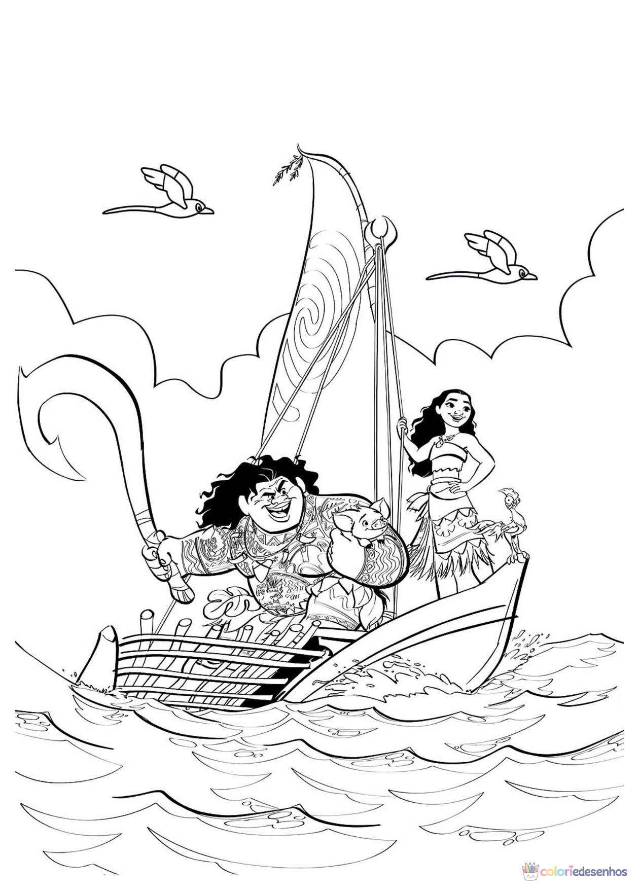 Moana para imprimir e colorir para colorir