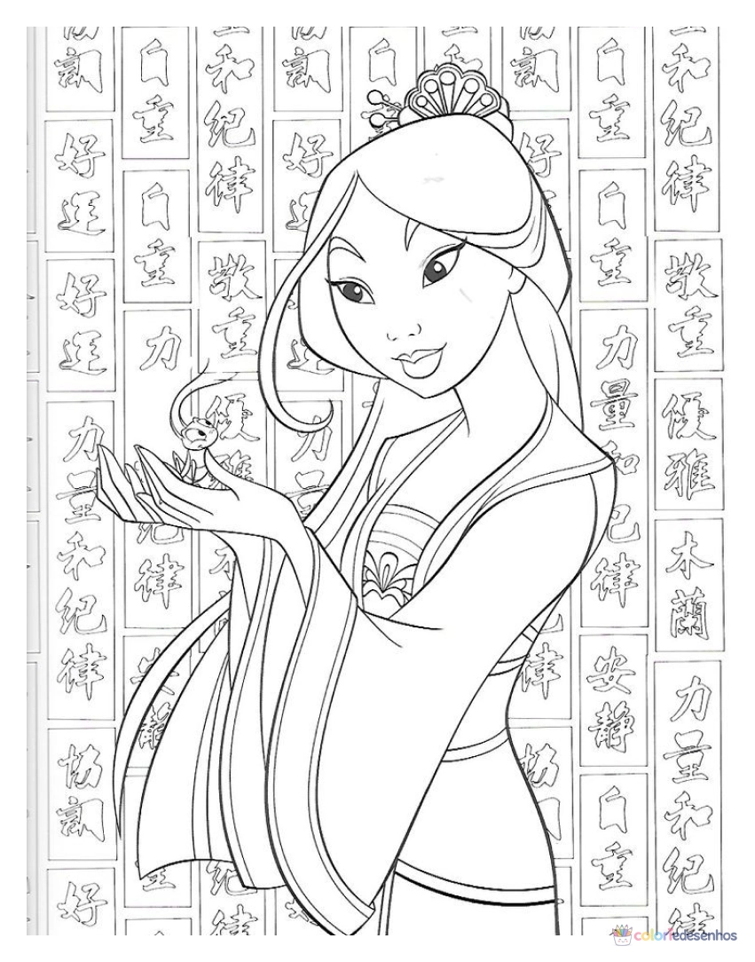 Desenhos de Mulan para colorir