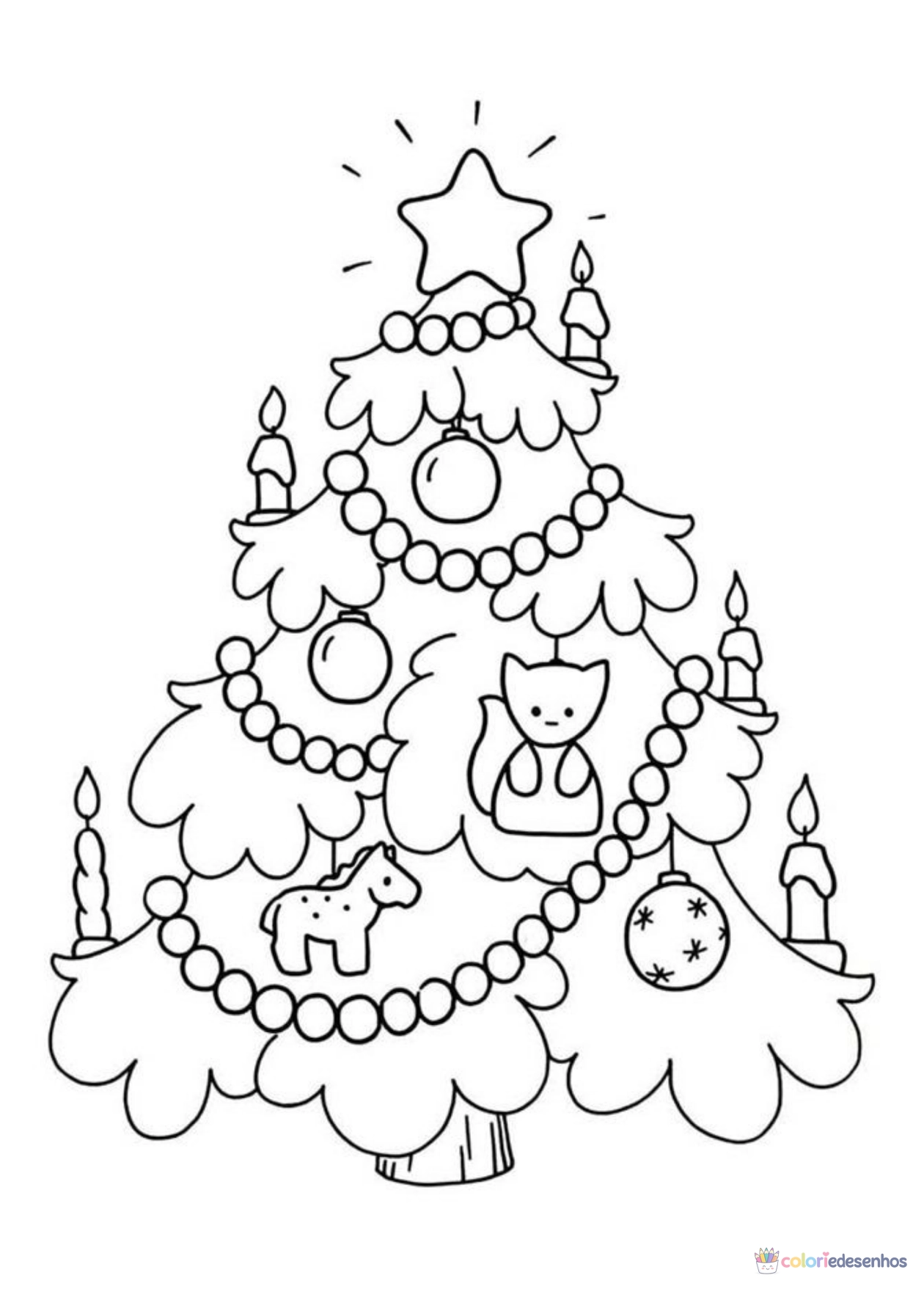 Árvore de Natal para imprimir e colorir para colorir