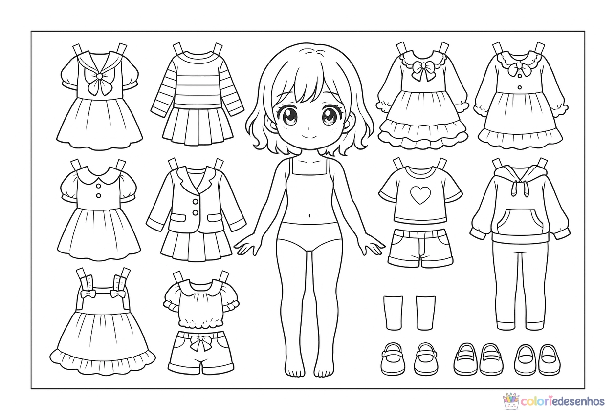 Paper doll para imprimir para colorir