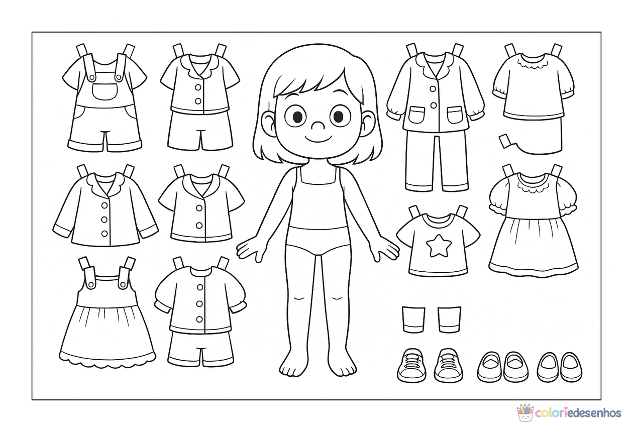 Paper doll para imprimir para colorir