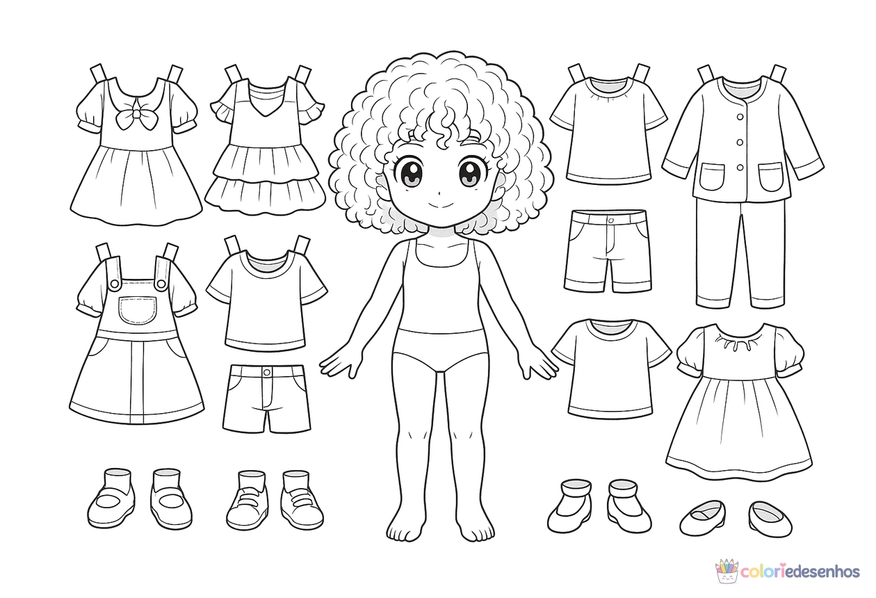 Paper doll para imprimir para colorir