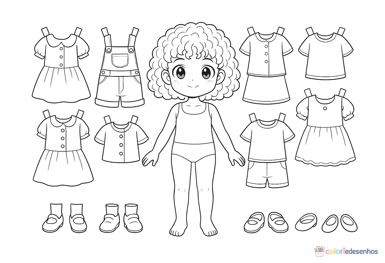 Paper doll para imprimir para colorir