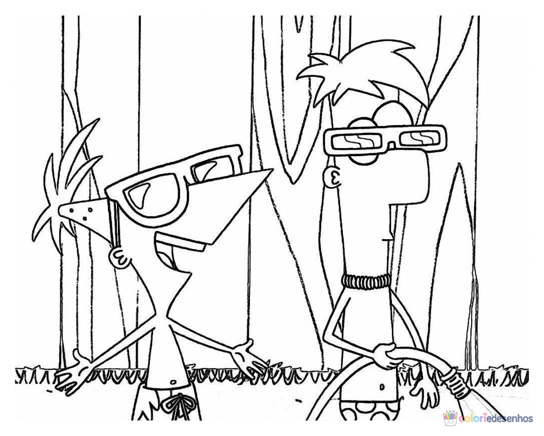 Desenhos de Phineas e Ferb para colorir