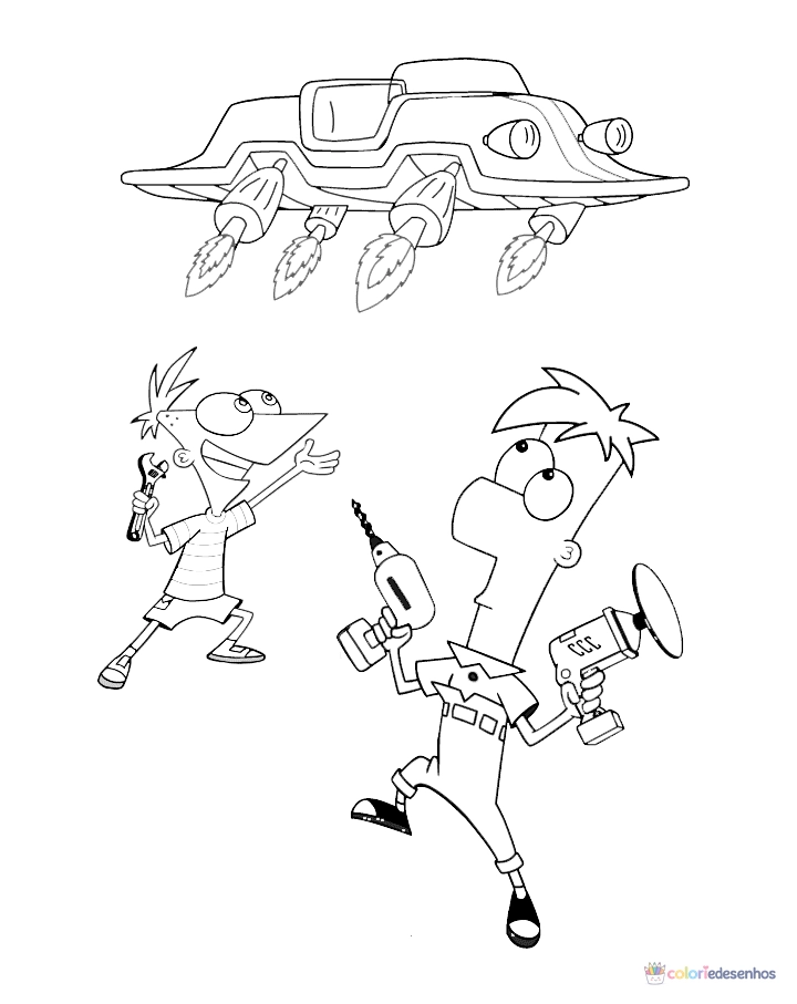 Phineas e Ferb para colorir