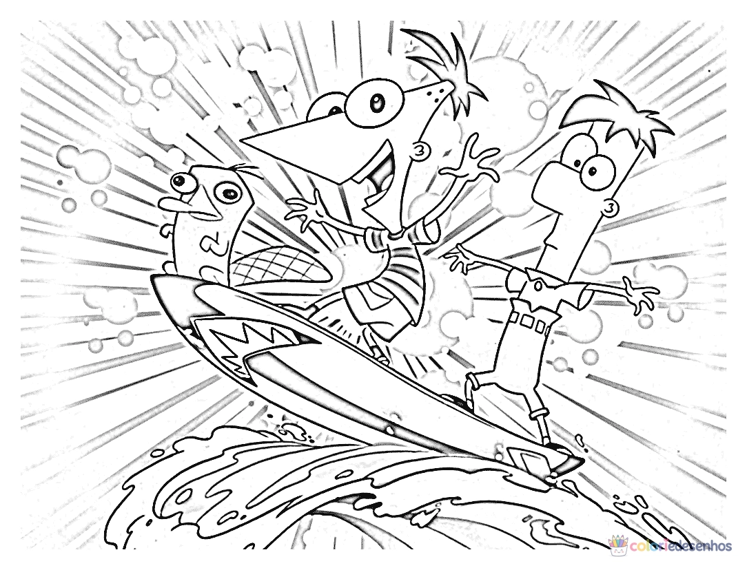Phineas e Ferb para colorir