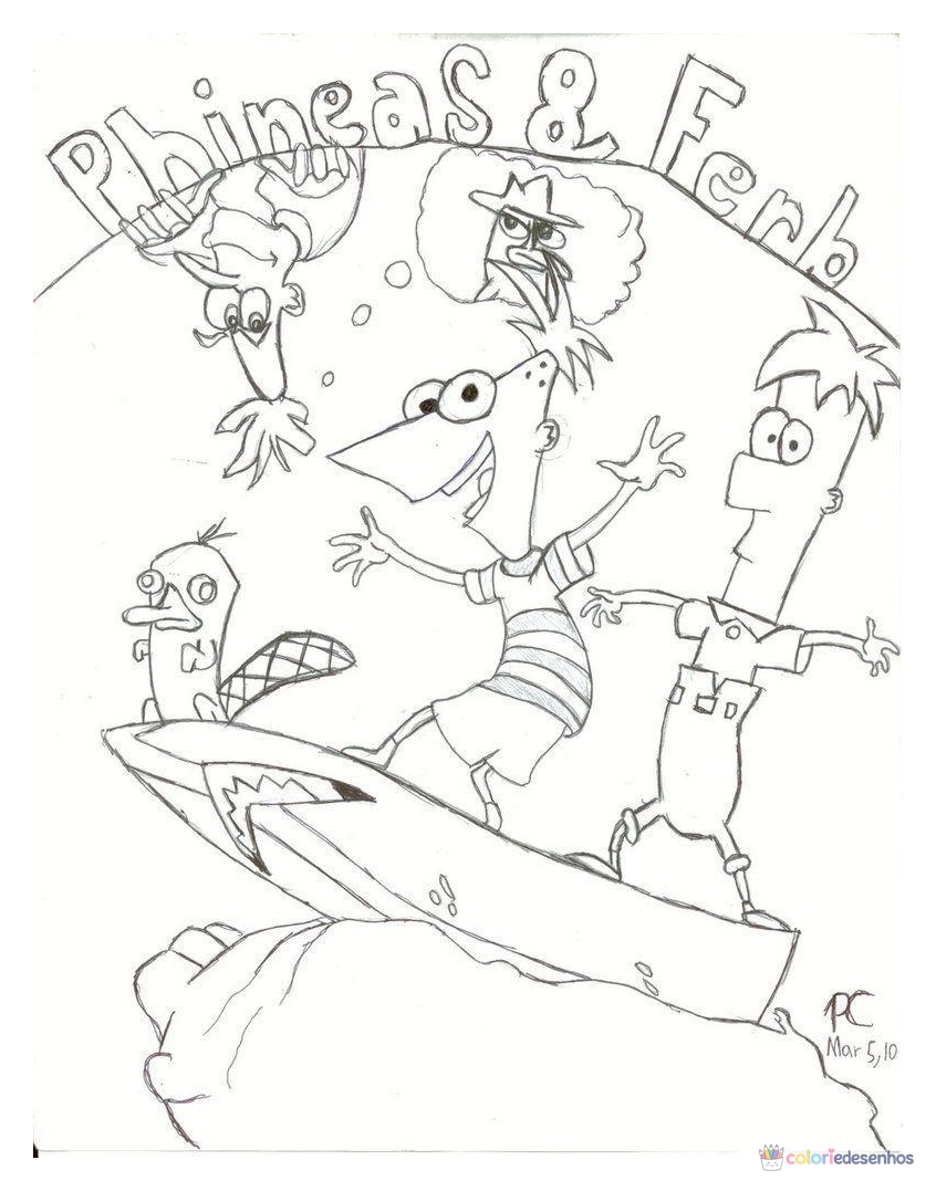 Phineas e Ferb para colorir