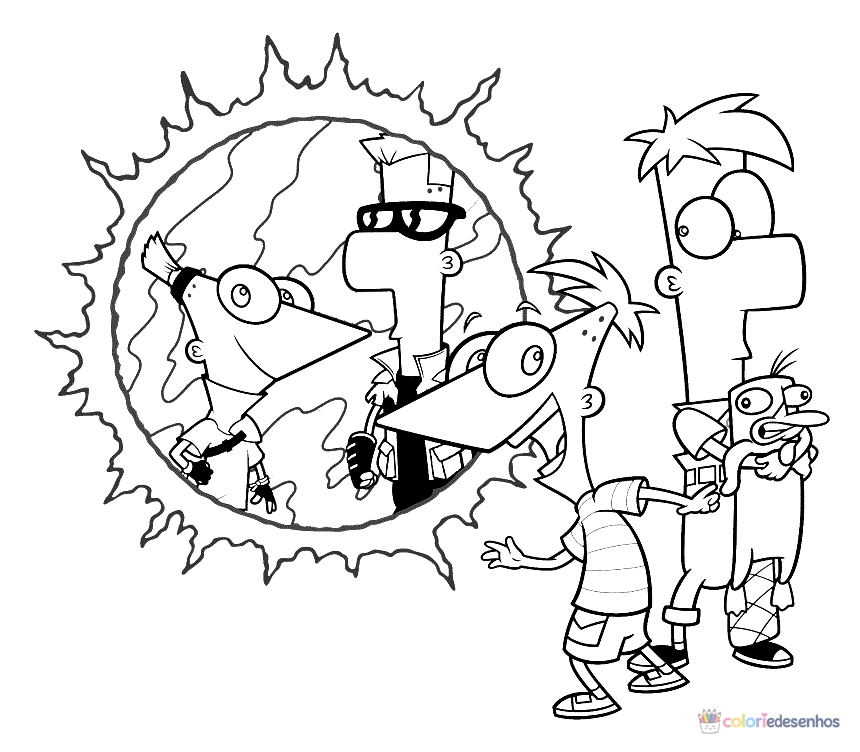 Phineas e Ferb para colorir