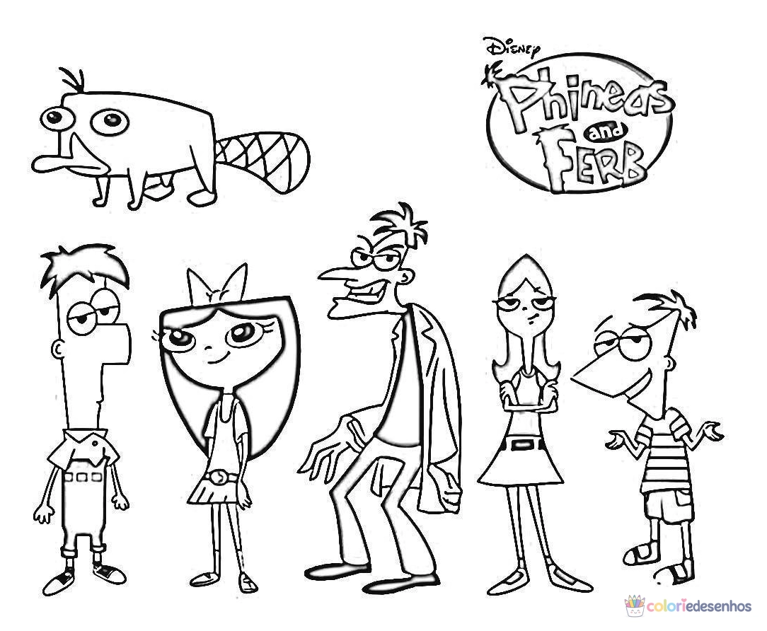 Phineas e Ferb para colorir
