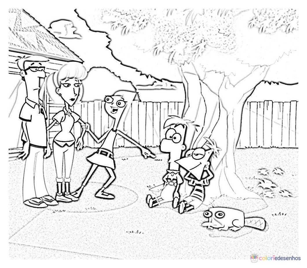 Phineas e Ferb para colorir