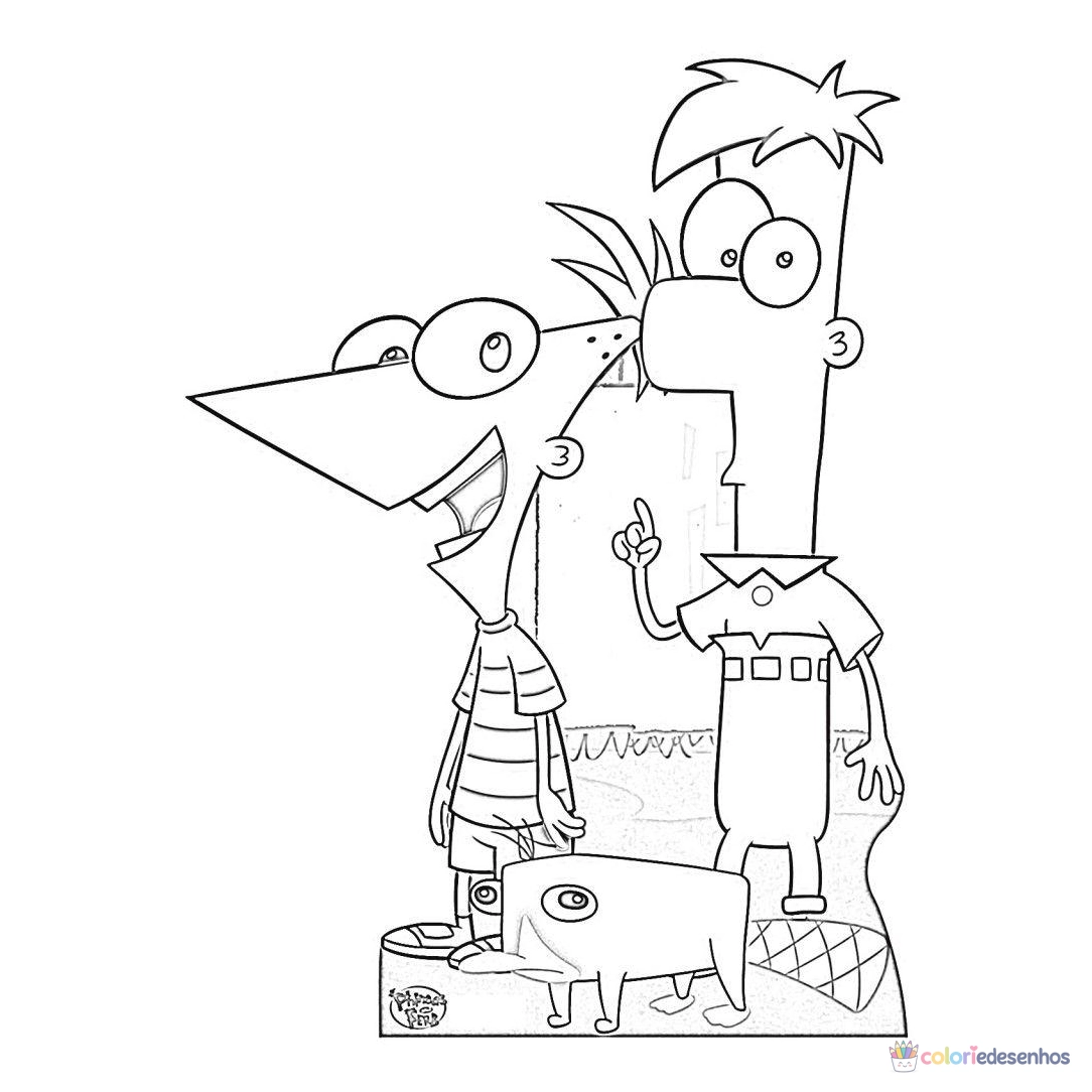 Phineas e Ferb para colorir