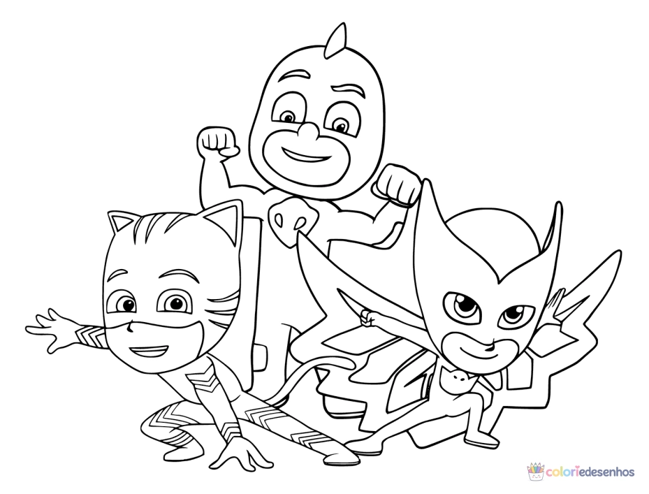 PJ Masks (Corujita, Lagartixo) para colorir