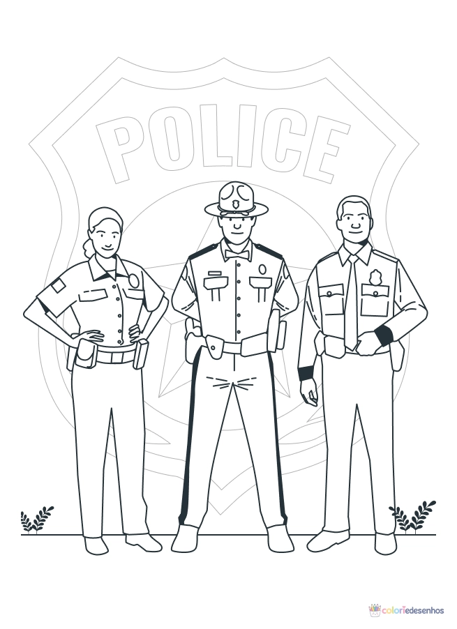 Polícia para colorir