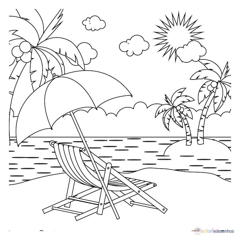 Praia para colorir