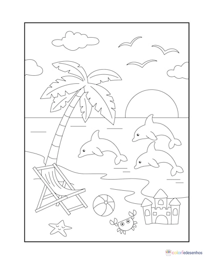 Praia para colorir