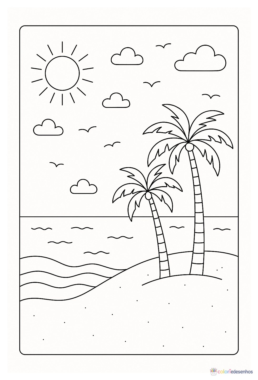 Praia para colorir