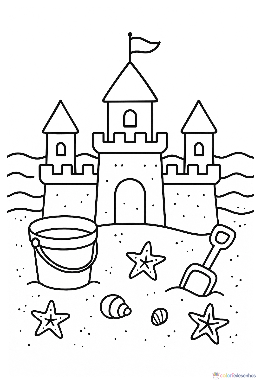 Praia para colorir