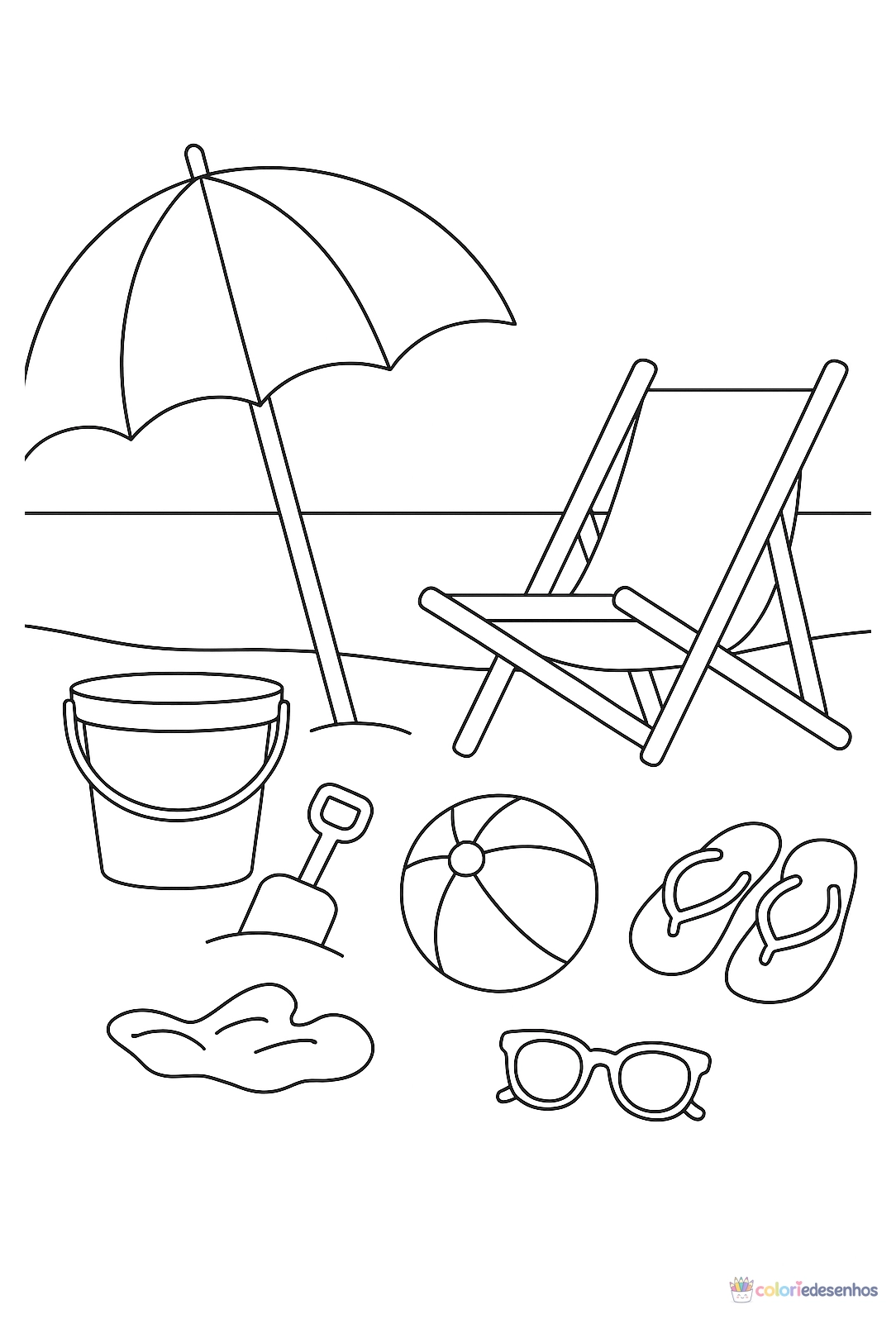 Praia para colorir
