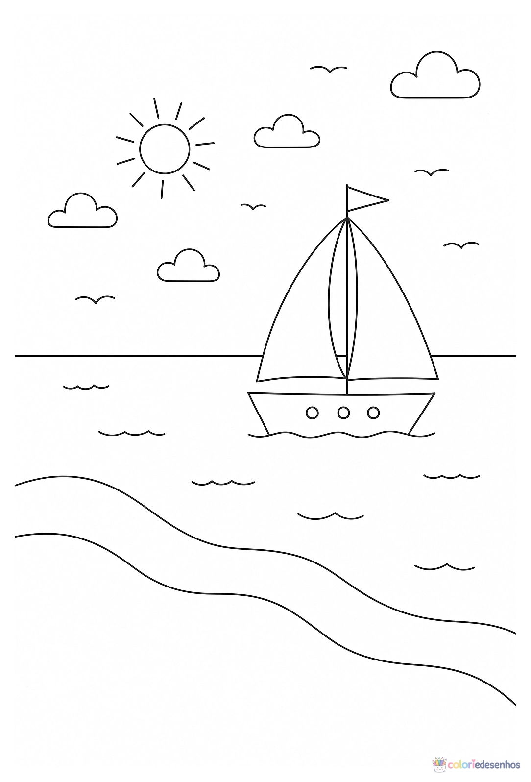 Praia para colorir