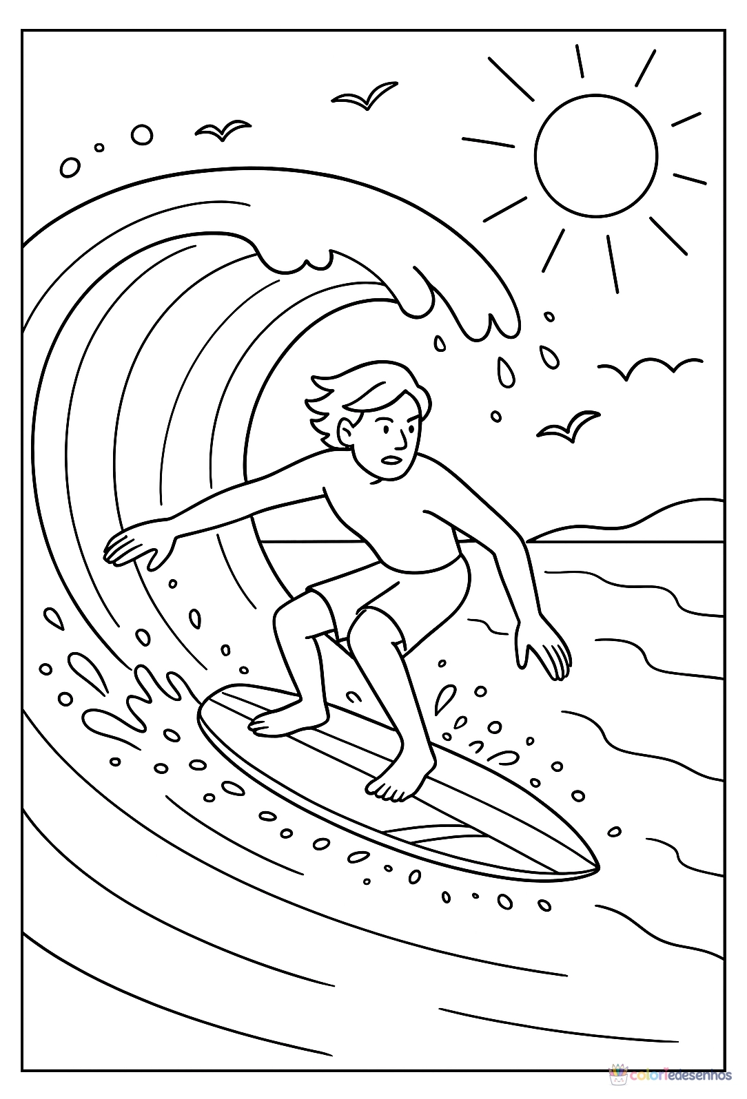 Praia para colorir