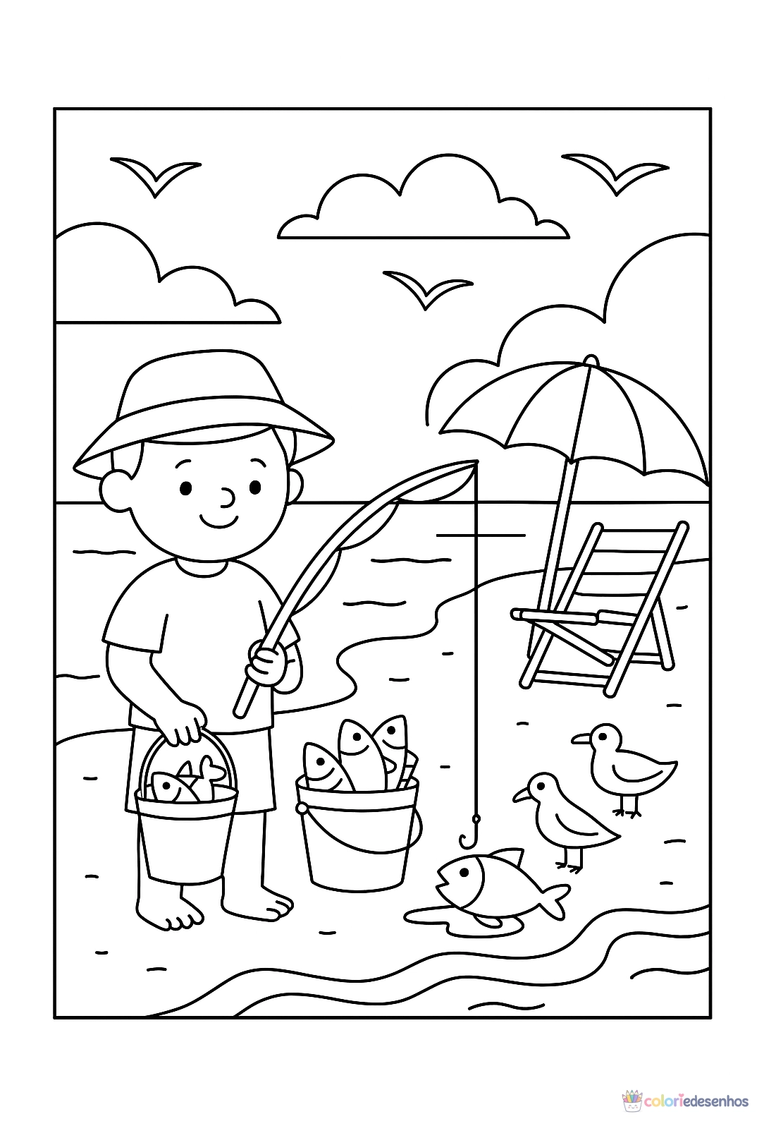 Praia para colorir