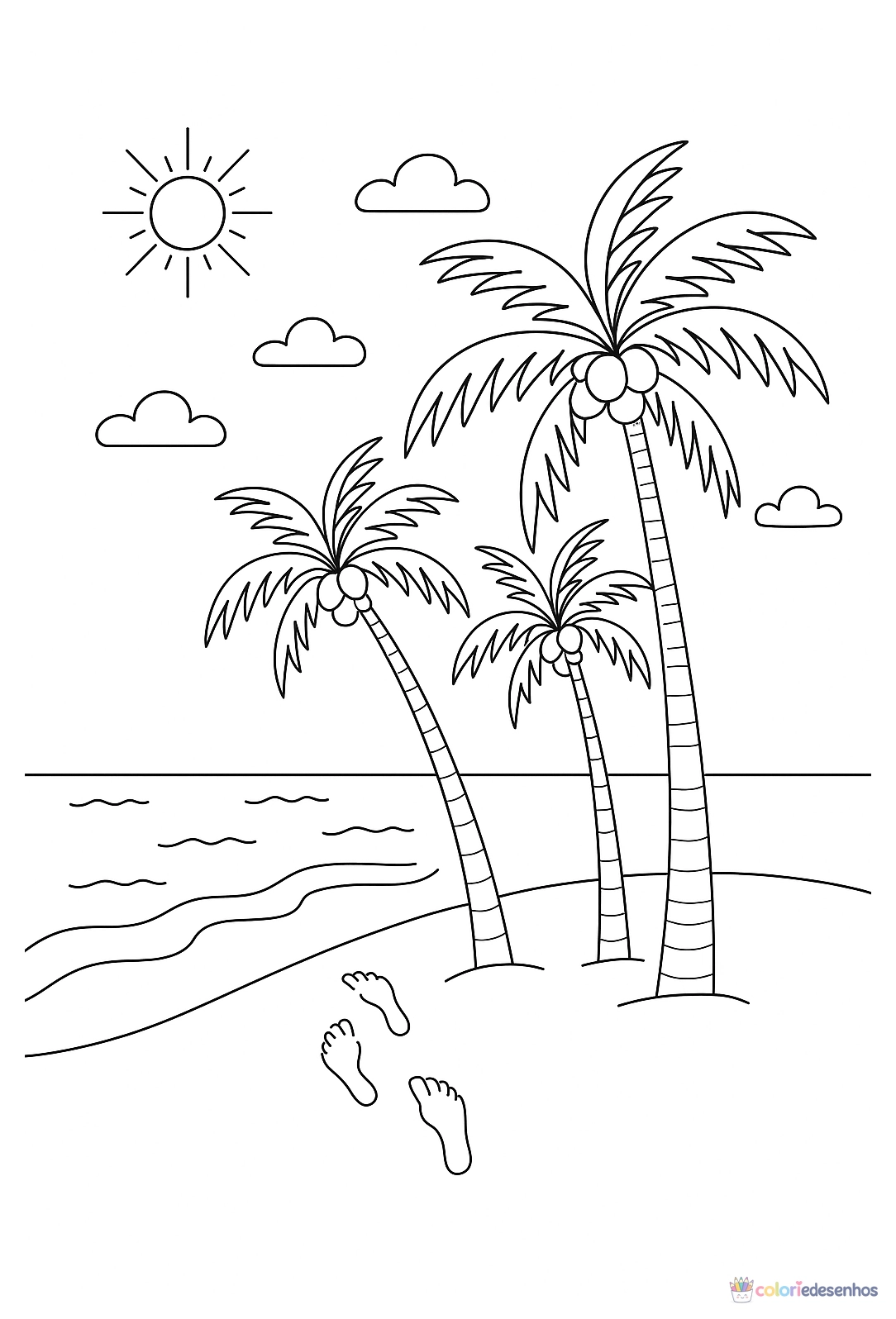 Praia para colorir
