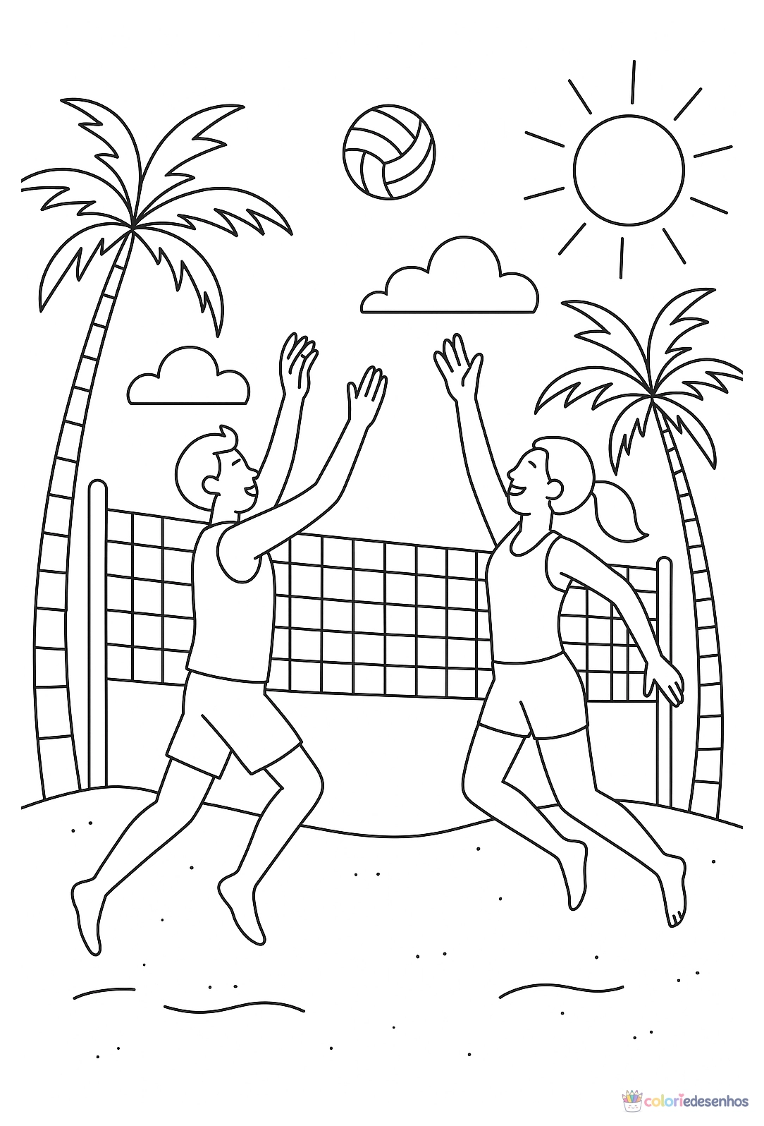 Praia para colorir