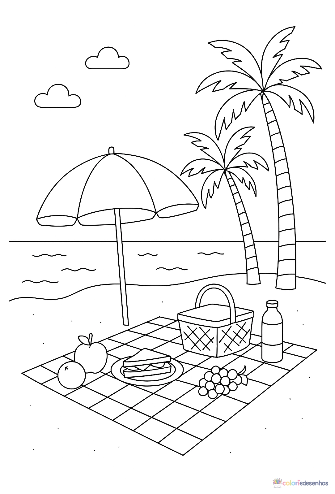 Praia para colorir