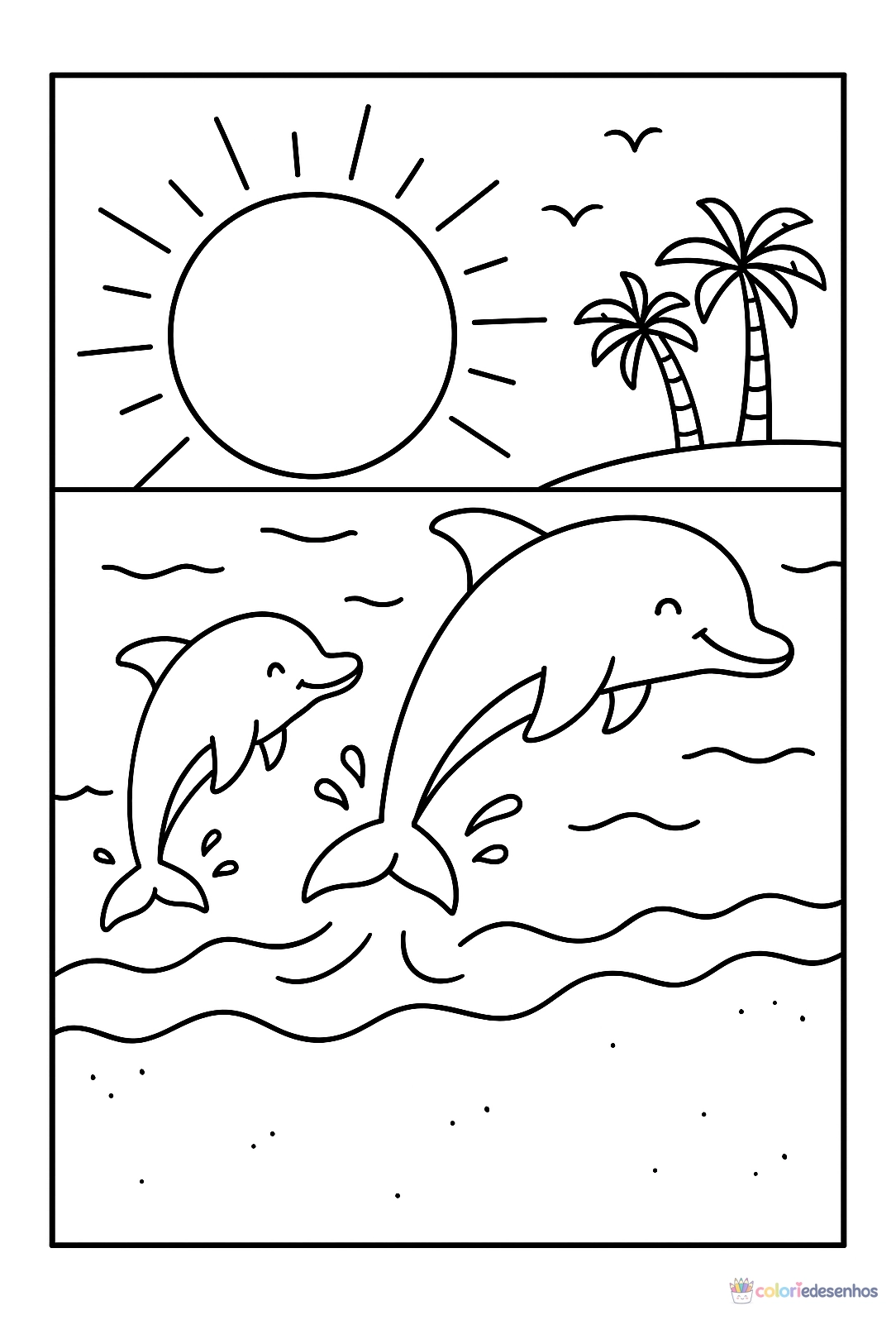 Praia para colorir