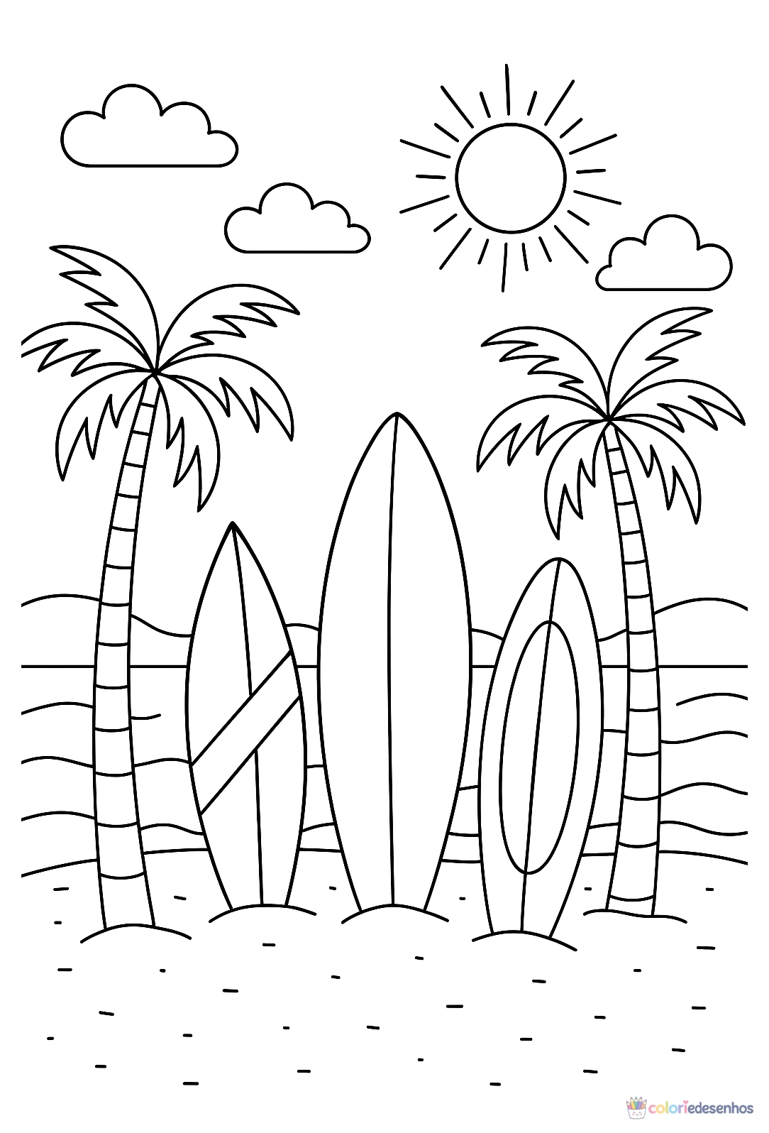 Praia para colorir
